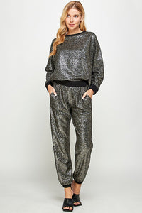 Black Sequins Jogger Pants