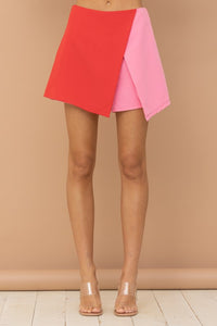 Red Pink Color Block Pink Red Skirt