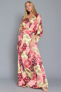 Gold Kimono Sleeve Maxi Dress