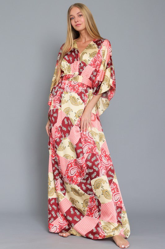 kimono sleeve maxi dress Gold Kimono Sleeve Maxi Dress – Aquarius Brand