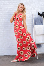 Red Sunflower Sleeveless Maxi Dress