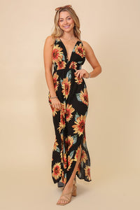 Black Sunflower Sleeveless Maxi Dress