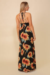 Black Sunflower Sleeveless Maxi Dress