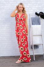Red Sunflower Sleeveless Maxi Dress