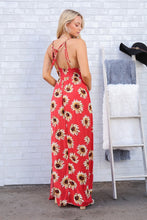 Red Sunflower Sleeveless Maxi Dress