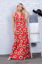 Red Sunflower Sleeveless Maxi Dress