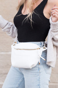 White Luxe Convertible Sling Belt Bum Bag