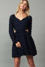 Midnight Navy LSLV Mini Dress W/Side Cut Out & Criss Cross Back