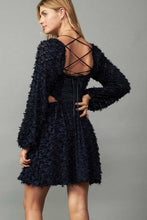 Midnight Navy LSLV Mini Dress W/Side Cut Out & Criss Cross Back