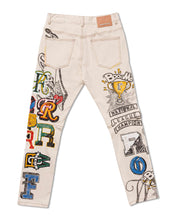 L.Khaki All Over Hand-Drawn Slim Fit Pants