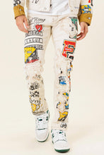 L.Khaki All Over Hand-Drawn Slim Fit Pants