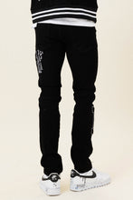 Black Multi Patch Slim Fit Black Denim Pants