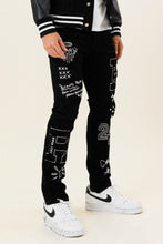 Black Multi Patch Slim Fit Black Denim Pants