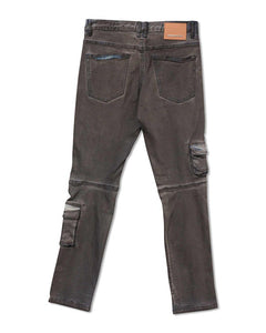 Dark Stone Tint Multi Cargo Pocket Slim Fit Denim Pants