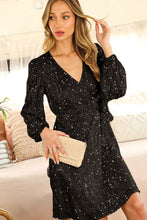 Black Tie Waist Sequin Midi Dress