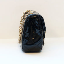 Black Rhinestone Patent Quilted Purse