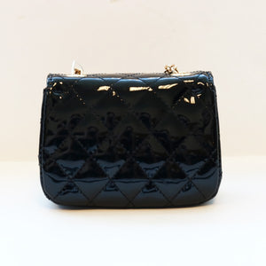 Black Rhinestone Patent Quilted Purse