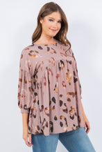 Capuccino Animal Print Tunic Top With 3/4 Sleeves