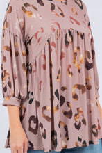 Capuccino Animal Print Tunic Top With 3/4 Sleeves