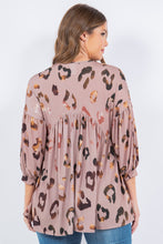 Capuccino Animal Print Tunic Top With 3/4 Sleeves