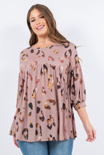 Capuccino Animal Print Tunic Top With 3/4 Sleeves
