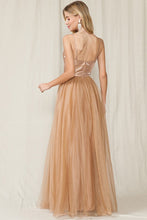 Mocha Sleeveless Tulle Maxi Dress