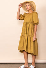 Camel Poplin Tiered Midi Dress
