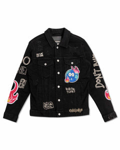 Black Save Our Planet Chenile Patch Denim Jacket