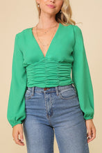Green Night Out Ruched Top