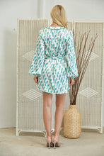 Green Abstract Penguin Print Button Down Dress