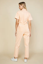 Apricot Short Sleeve Washed Utility Jumpsuit