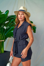 Black Linen Padded Vets & Shorts Set
