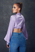 Purple Satin Crop Top