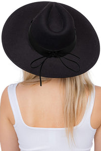 Black Longhorn Monochrome Belt Wide Felt Rancher Hat