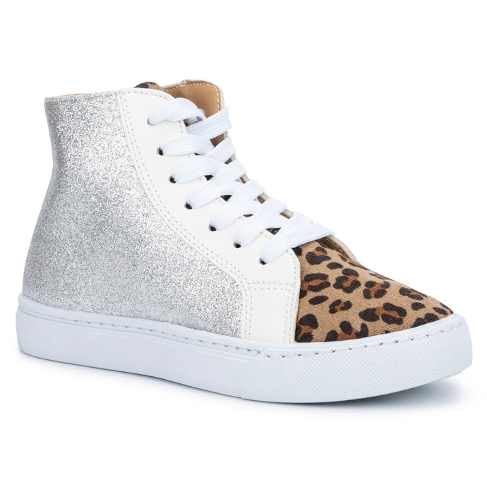 Glitter Leopard High Sneaker With Lace