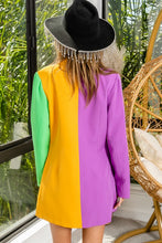 Purple/Mustard/Green Mardi Gras Color Block Single Blazer