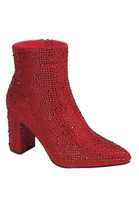 Red Rhinestone Casual Boots
