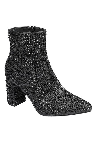 Black Rhinestone Casual Boots