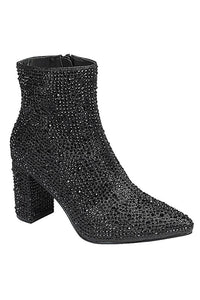 Black Rhinestone Casual Boots