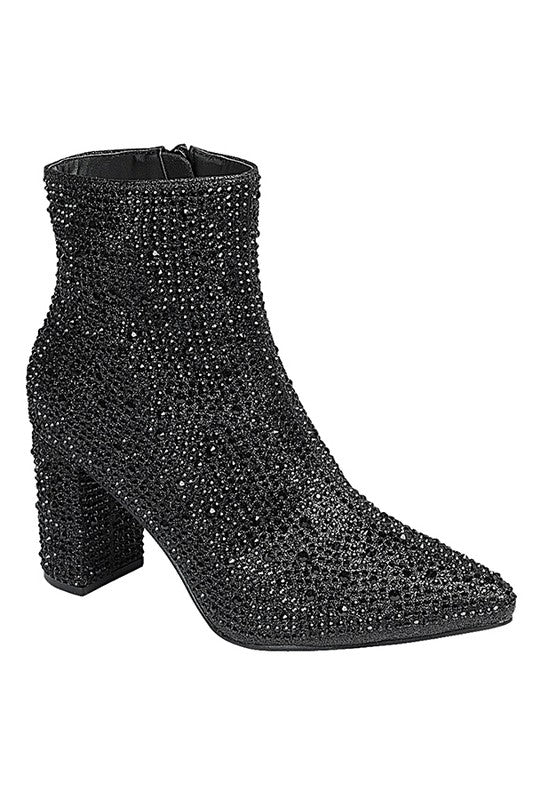 Black Rhinestone Casual Boots