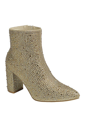 Gold Rhinestone Casual Boots