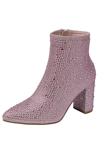 Pink Rhinestone Casual Boots