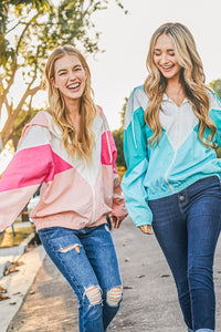 Pink Color Block Windbreaker Jacket