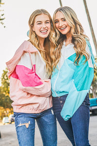 Pink Color Block Windbreaker Jacket