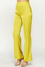 Chartreuse Waist Band Satin Pants