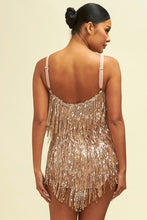 Rosegold Sequin Fringe Mini Dress