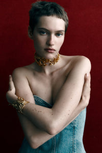 Gold Hollow Metal Choker Necklace