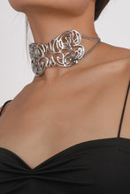 Silver Hollow Metal Choker Necklace