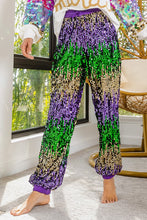 Purple Mardi Gras Sequin Color Block Pants