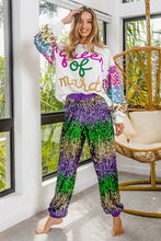 Purple Mardi Gras Sequin Color Block Pants